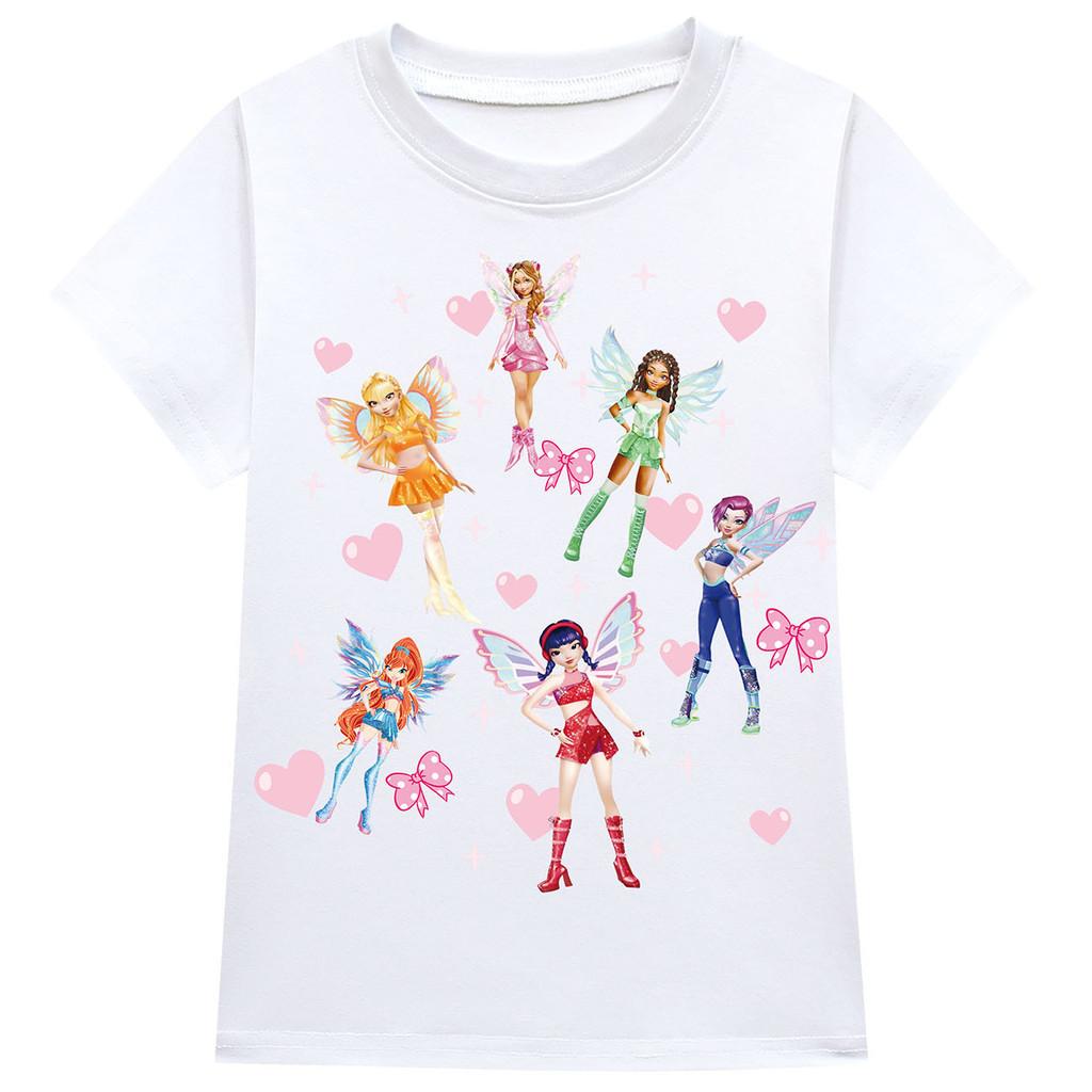 Kids Girls Cartoon Princess KATSEYE Print Short Sleeves T-Shirt Skirt Bag Set