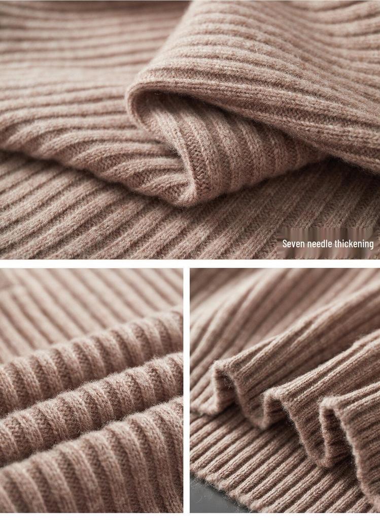 Men’s 100% Pure Wool Thick Warm Sweater, Half-High Button Collar, Autumn/Winter Knitwear for Middle-Aged Men.