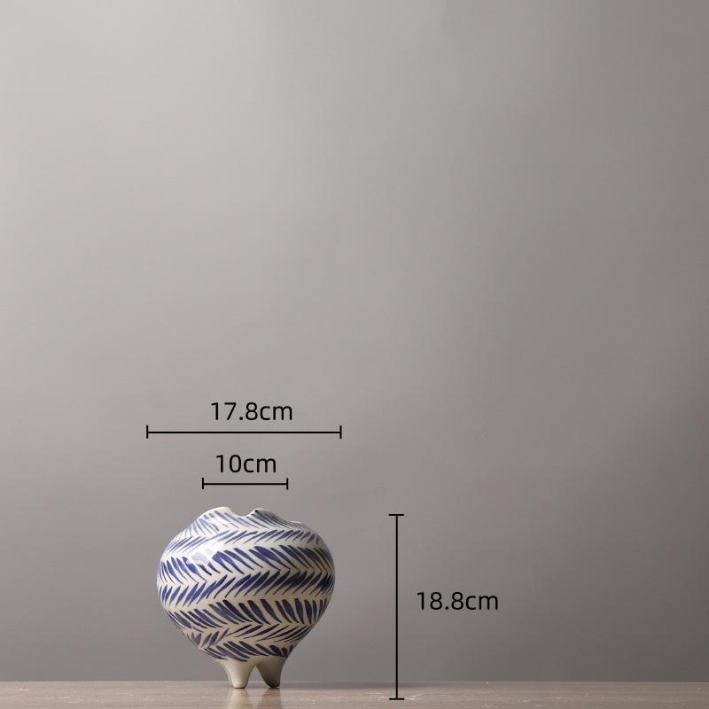 Creative Striped Ceramic Vase Hand Painted Porcelain Vase Flower Pot Ceramic Handicraft Home Decoration Accessories