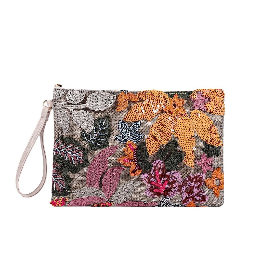 High-end Sequined Woven Dinner Bag New Embroidery Clutch Bag Summer Niche Straw Woven Bag Fashion Women's Envelope Bag