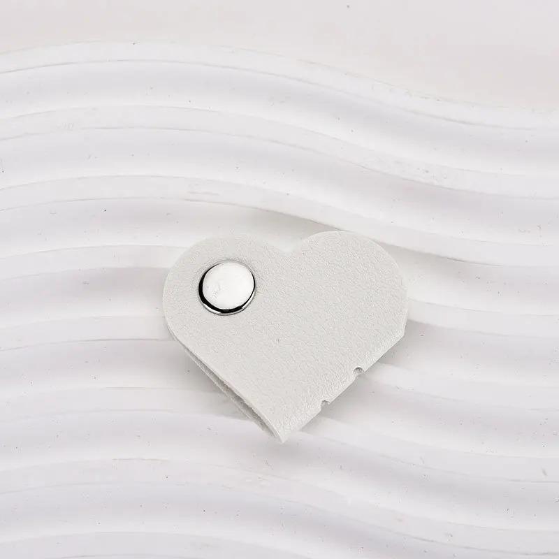 1pc Mini Heart Shape Cable Organizer Vintage Earphone Wire Data Line Clips Cable Winder Tie PU Leather Wire Organizer