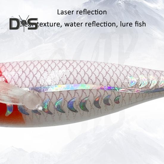 8CM/5.3G Shrimp Bait with Squid Jig Hook Swivel Luminous Realistic Bionic Artificial Lure Saltwater Freshwater Bass Walleye Trout Fishing Accessories