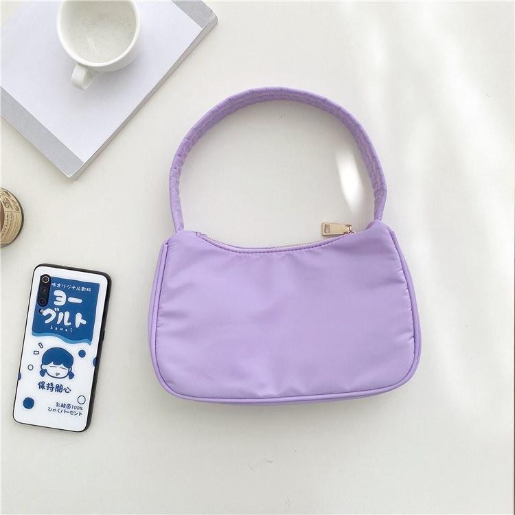 Trendy Urban Minimalist Small Nylon Handheld Bag For Women Available In Elegant Shades