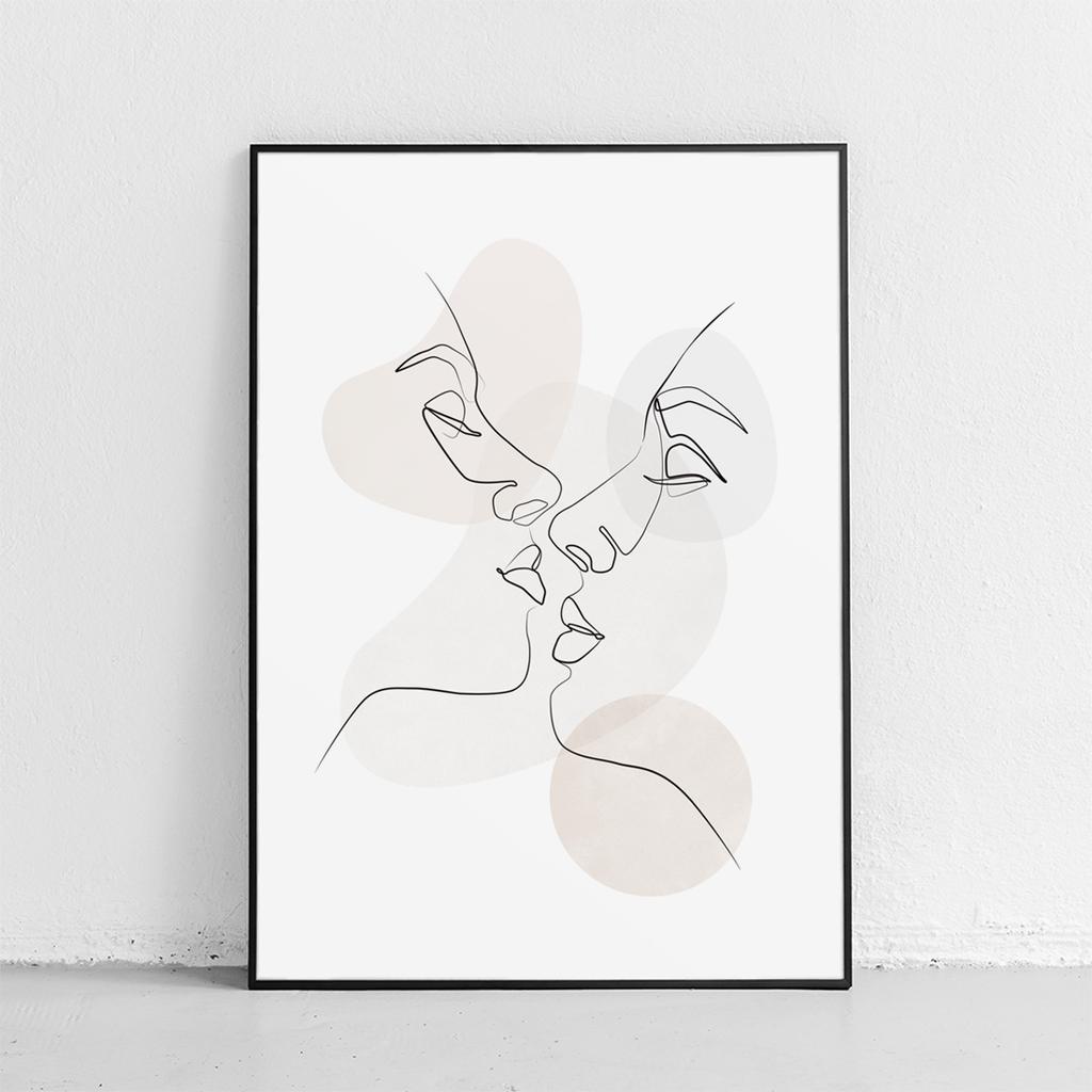 Plakat portret dwie twarze w czarnej ramce