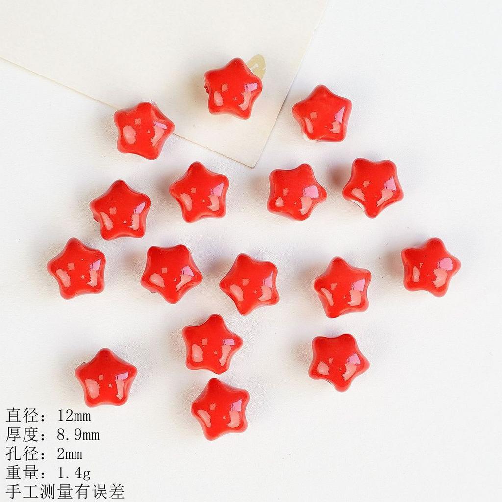Ceramic Loose Beads Chinese Red Beads Handmade DIY Necklace Loose Beads Accessories
