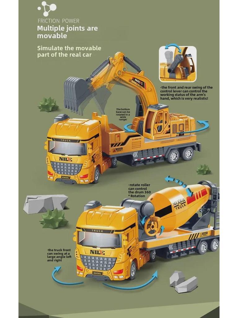 Large Inertia Toy Car: Boy's Engineering & Rescue Truck, Transport, Military, Fire & Sanitation Vehicle Models