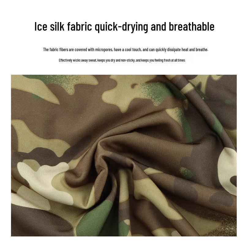 Camouflage Ice Silk Neck Gaiter: Multifunctional Summer Headscarf for Outdoor Cycling, Sun Protection, and Quick-Drying Breathable Face Mask for Men.
