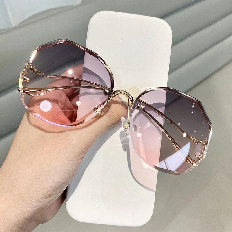 Vintage Borderless Polygon Sunglasses Women's Brand Designer Metal Sun Glasses Women Outdoor Travel Eyewear UV400