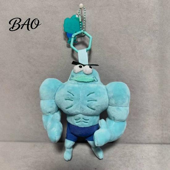 Funny Muscle Character Pendant Buff Fish Plush Keychain, Cartoon Stuffed Soft Polyester Fiber Pendant, Novelty Bag Charm Key Ring, Creative