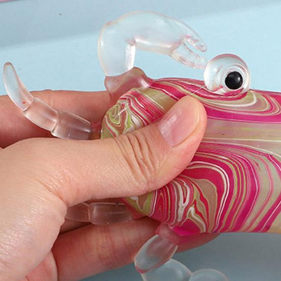 Crab Squeeze Toy Slow-Rising TPR Fidget for Stress Relief Cute Transparent Claws Portable Decompression Gadget for Kids Adults