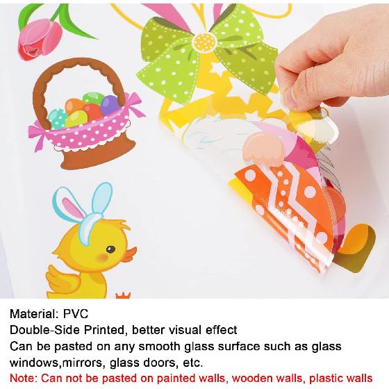 Whaline 18 Sheet Spring St. Patrick's Day Easter Window Clings Stickers Cute Gnome Window Decals Sunflower Bee Shamrock Easter Bunny Eggs Windows