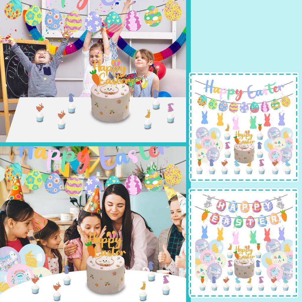 Easter Egg Themed Party Decoration, Hanging Decoration, Flag Raising Set
