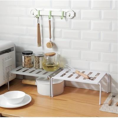 1pc Kitchen Countertop Organiser, Expandable Shelf Organiser, Kitchen Corner Shelf, Home Organising and Storage Supplies, Kitchen Accessories