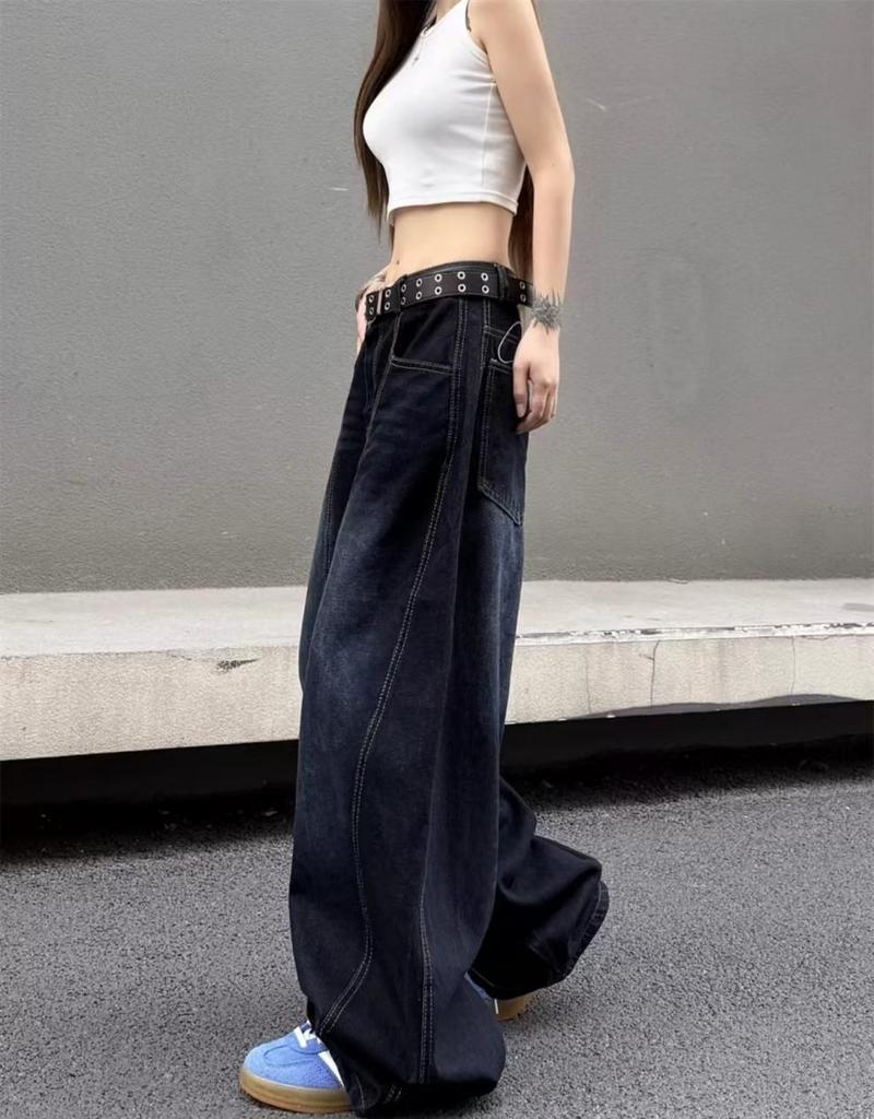 Damen Jeans mit hoher Taille, Retro-Stickerei, weites Bein - Herbst 2025 Kollektion