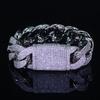 Velkoobchodní Hip Hop Šperky Lesklý Kubánský Řetízek Náramek 20mm Iced Out Vložený Mosazí 4 Řady Zirkon Módní High End Pánský Náramek