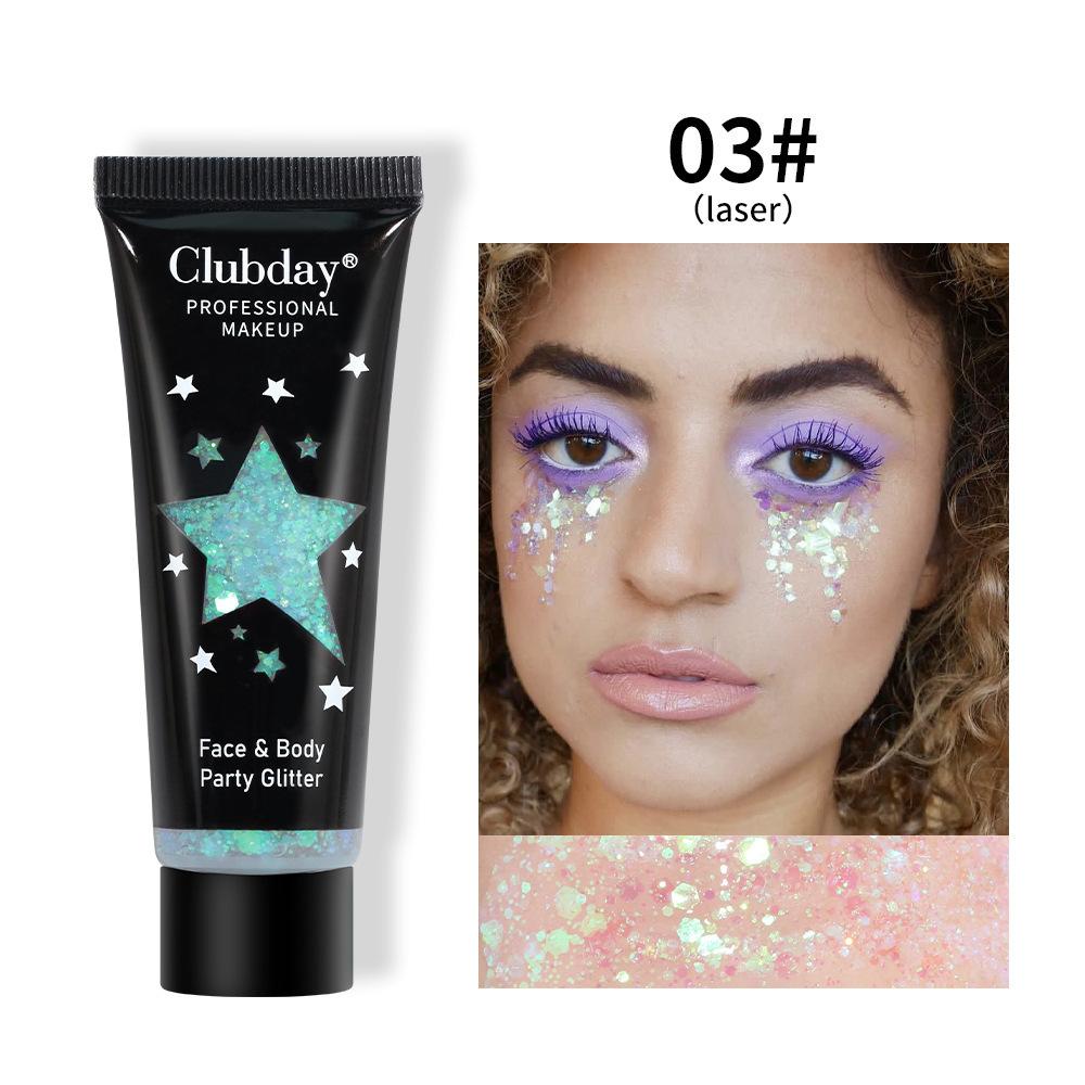 Clubday Face & Body Party Glitter Gel Liquid Chunky Sequin Shimmer Eyeshadow Chameleon Sparkle Makeup for Festival Rave Christmas Stage Performance