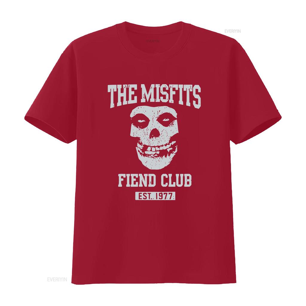 Misfits Fiend Club Mens Black T Shirt Long or s Est 1977 Skull Print vintage Washed designer clothes Breathable graphic Soft