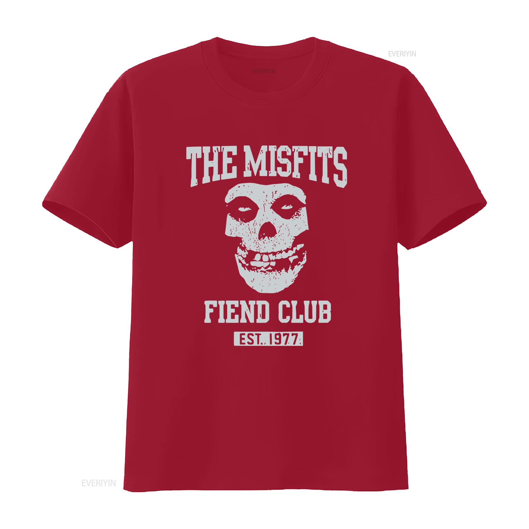 

Misfits Fiend Club Mens Black T Shirt Long or s Est 1977 Skull Print vintage Washed designer clothes Breathable graphic Soft S