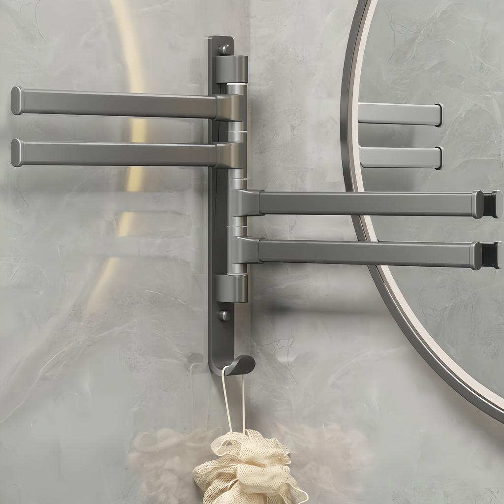 180° Rotatable Towel Holder Space Aluminum Shower Room Towel Hanger Multifunctional Storage Organizer For Bathroom Accessories