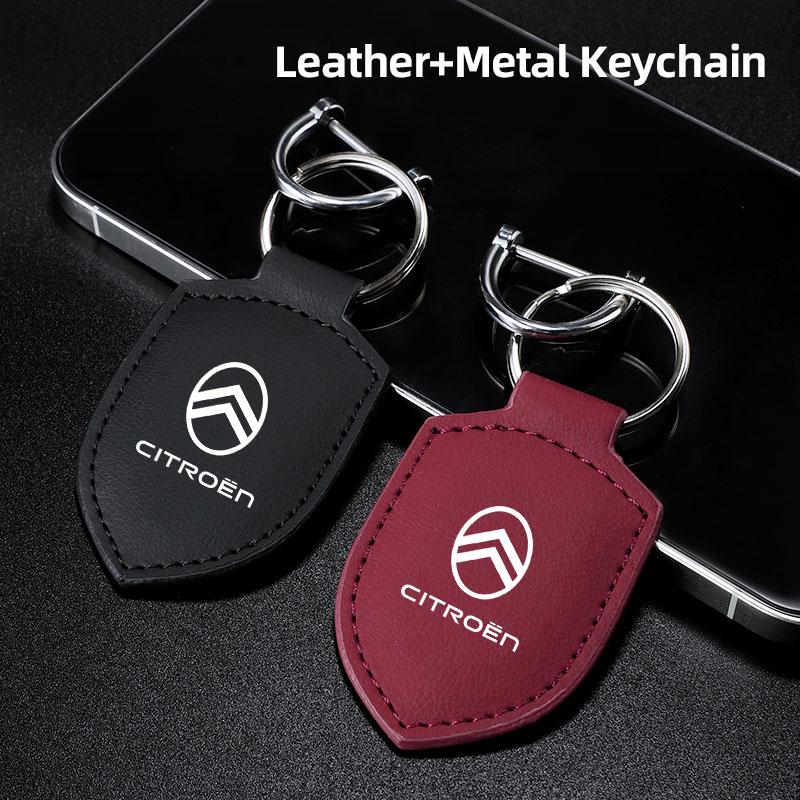 Auto Leder Schlüsselanhänger Schild Styling Emblem Schlüsselanhänger für Citroen C6 DS5 RD3 Cross Berlingo Xsara Grand Picasso Jumper Cactus Saxo