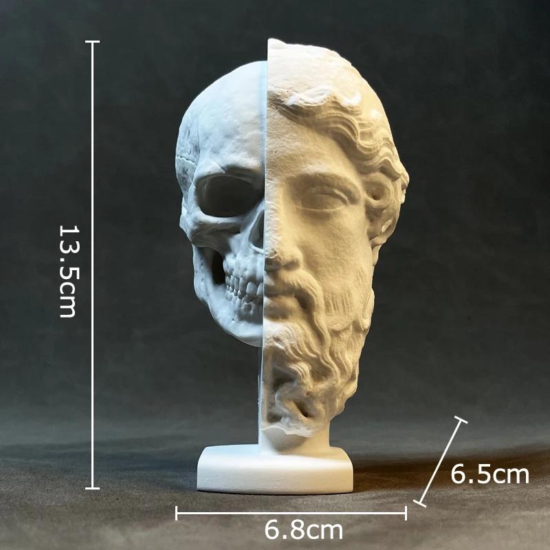 

Heaven and Hell Skeleton Human Head Plaster Statue Desk Decoration Ornaments Creative Characters Sculpture Room Aesthetic Decor