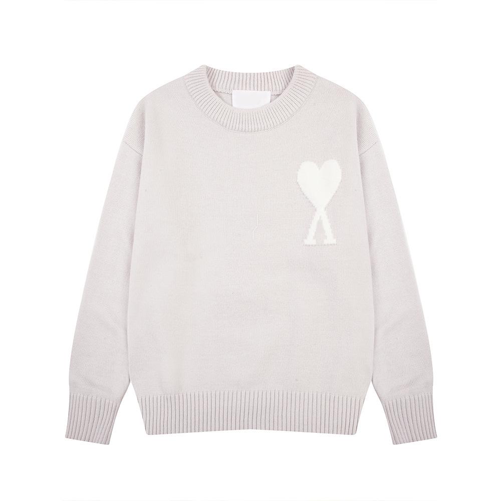 The Two Trui met Jacquardbreisel in Amerikaanse Stijl met Hart voor Mannen en Vrouwen - Herfst/Winter Koppel Top S vuilwit