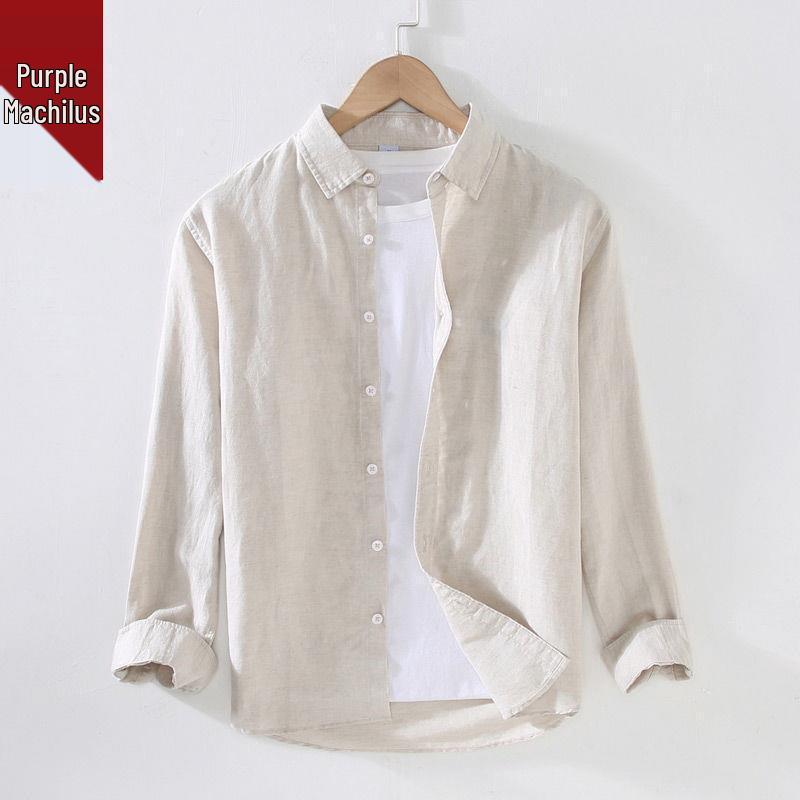 Men's Summer Linen Sun Protection Shirt Jacket - Thin, Long-Sleeved, Cotton/Linen Blend, Casual Outerwear Top