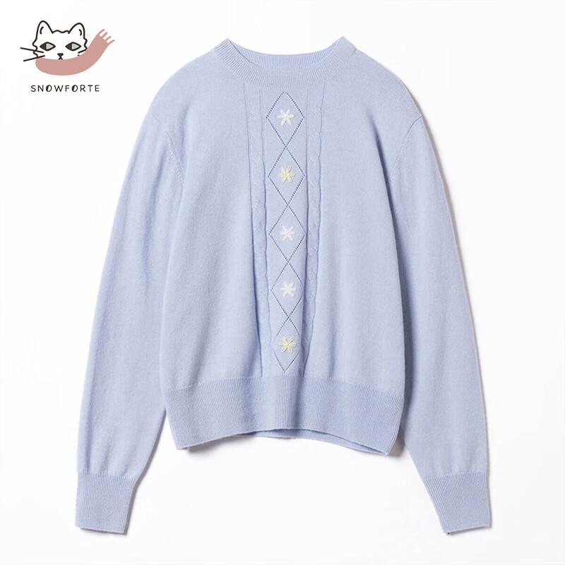 Sinuofude S22-063 Women's Embroidered Cashmere Blend Sweater