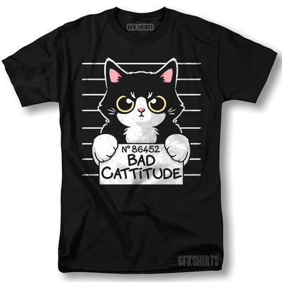 Bad Cattitude Katze T-Shirt Lustig Niedlich Geschenk Grafikdesign Neuheit T-Shirt