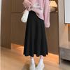 Women's Autumn/Winter 2025 High Waist Knitted Pleated Midi Skirt - Petite A-line Slimming Design
