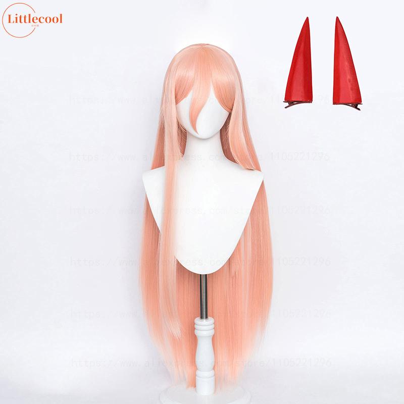 Wysokiej Jakości Peruka Makima Power Wigs 100cm Długa Różowo-Pomarańczowa Odporna na Ciepło Syntetyczne Włosy Peruka do Cosplayu Anime + Czepek pod Perukę