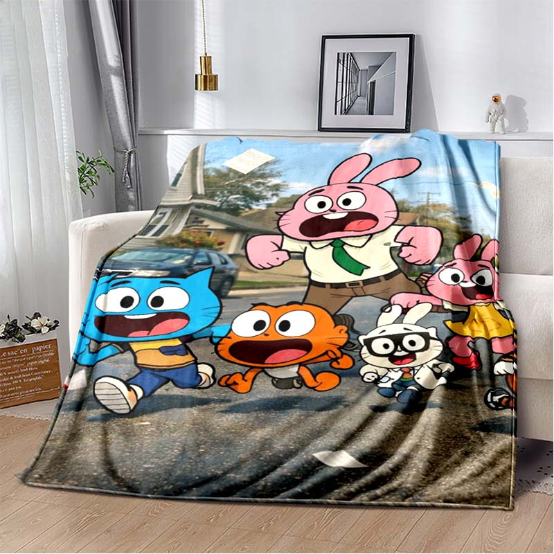 The Amazing World of Gumball Print Flannel Throw Blanket Soft Warm Cartoon Bed Sofa Cover for Kids Bedroom Home Decor Gift