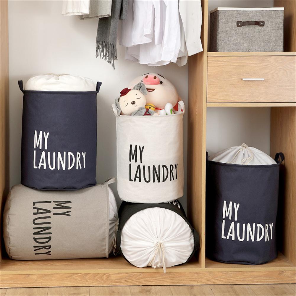 Fabric Storage Basket Clothes Waterproof Bag Foldable Laundry Bucket Cotton And Linen Material, Waterproof, Portable Design