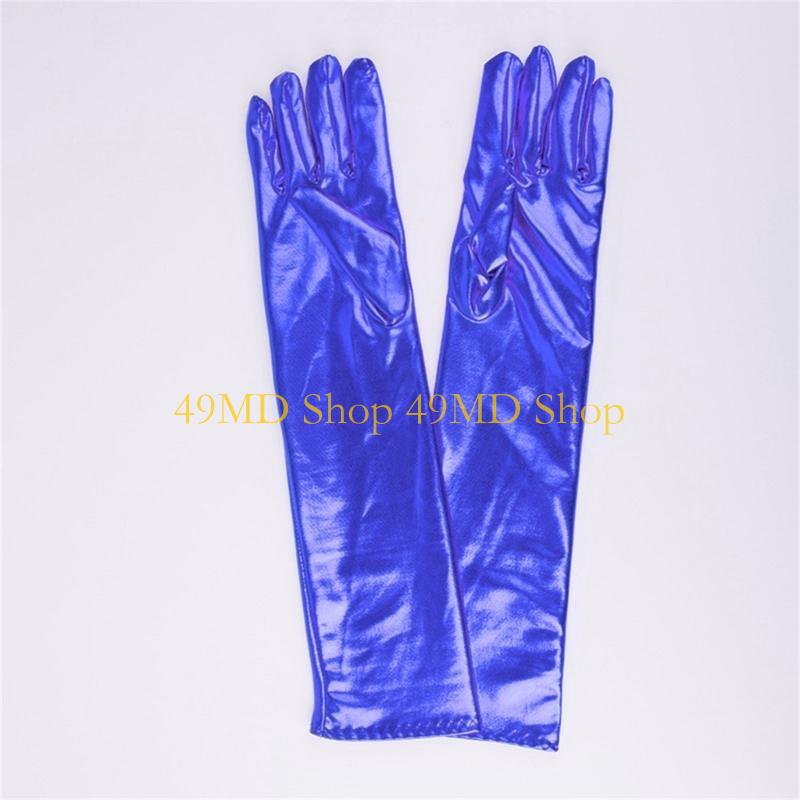 49MD Damen Kunstleder Metallische Handschuhe Glänzend Wetlook 17 Zoll Ellbogenlänge Lange Handschuhe für Abendkostüm Schönheitswettbewerb
