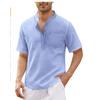 Men's Cotton Casual Pocket Short Sleeve Beach T-Shirt Men's