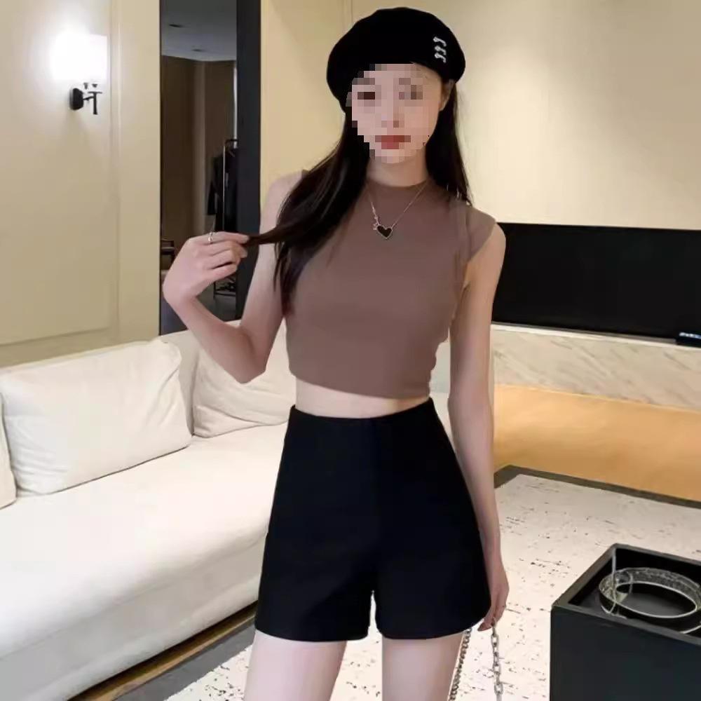 Women's High Waist Slim Fit Black Summer Shorts