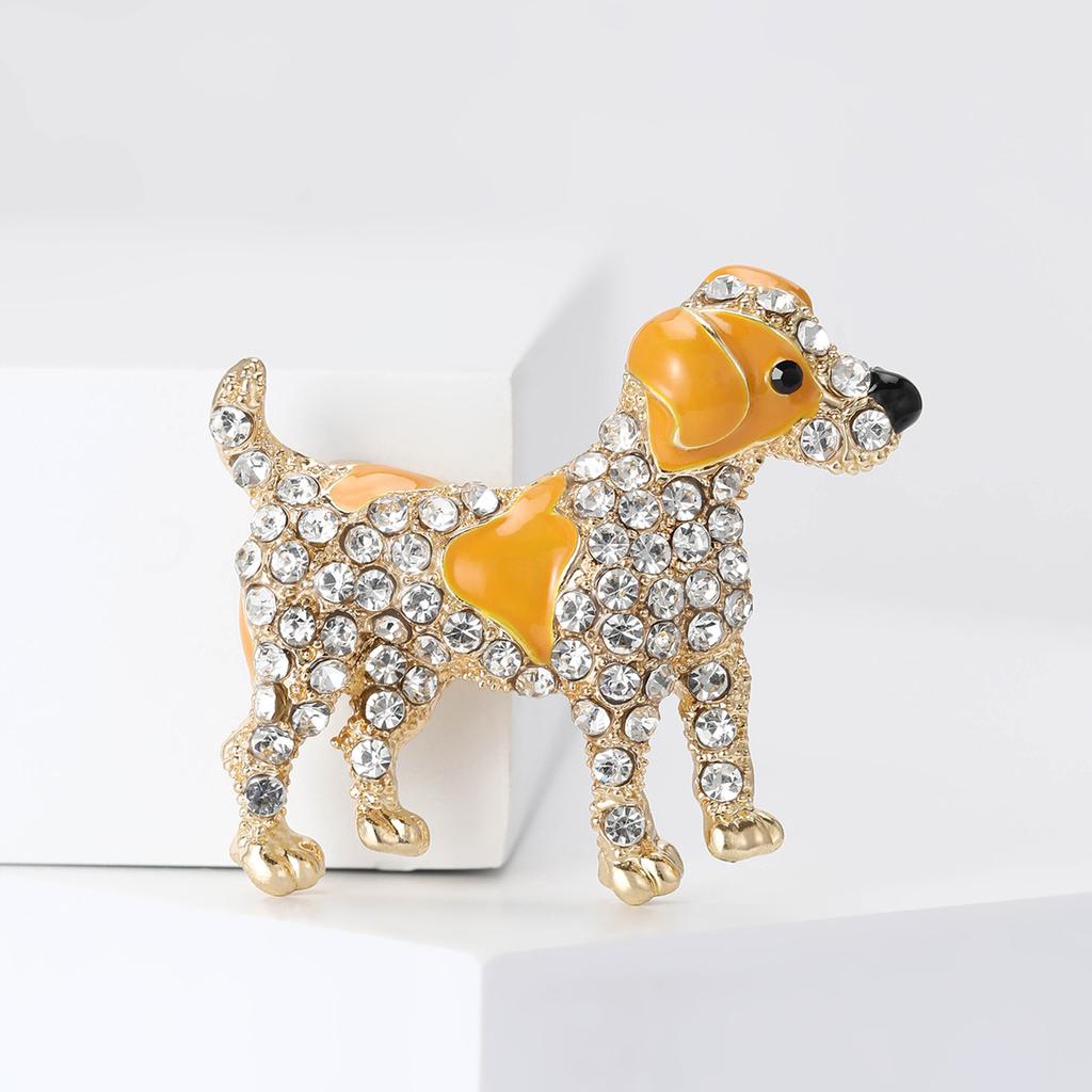 Enamel Spot Dog Badge Women Rhinestone Dog Pets Animal Party Brooch Pins Gifts