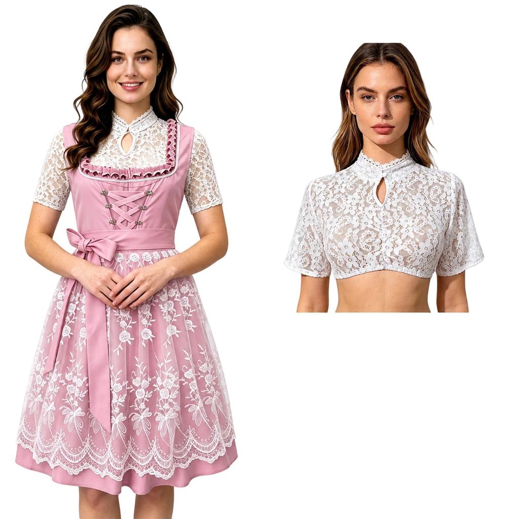 Yixiaoyi Bavarian Dirndl Dress Women's Oktoberfest Costume Polyester Lace