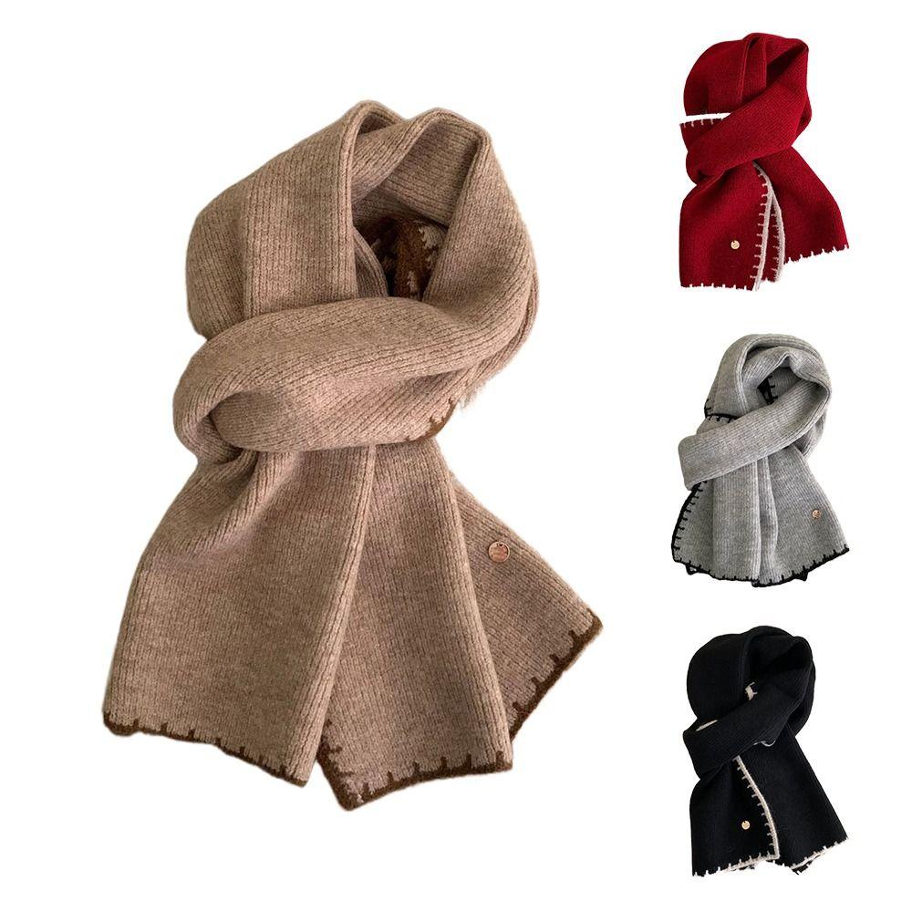 Color Matching Knit Scarf Cold-proof Neck Warmer Luxury Skiing Motorcycle Scarf  Women Men