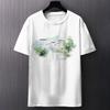 Summer Round Neck 3D Chinese Ink Landscape Print Top Fashionable Casual Short Sleeved Men's T-shirts