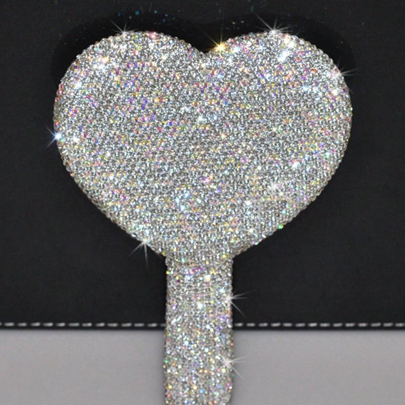 1pc Portable Crystal Rhinestone Handheld Mirror, Rhinestone-Encrusted ABS Beauty Handle Makeup Mirror, Bling Bling Princess Mirror for Makeup Touch-Up
