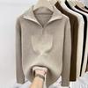[catty Autumn and Winter Zipper Turtleneck Sweater Women's Bottoming Shirt Pullover Thick Loose Top
