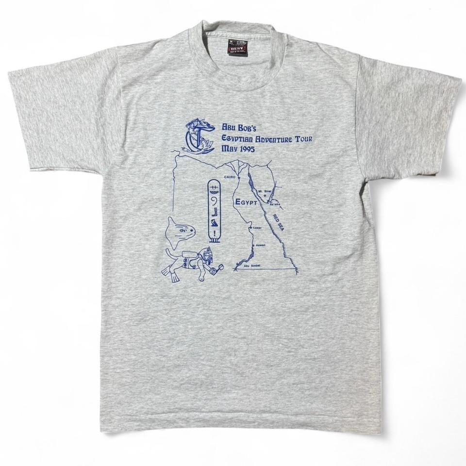 Vintage 90s Egypt Adventure Tour Travel Souvenir Map Graphic Art T-shirt XL