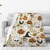 Halloween Pumpkins Spooky Blanket Fleece Print Gothic Ghost Cartoon Multifunction Ultra-Soft Throw Blankets for Bed Couch Quilt