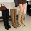 Thick Heel Over Knee Boots Women's Shoes Fleece Boots 2025 New Spring and Autumn Pile Knight Martin Boots