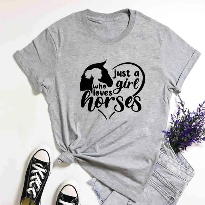 Just A Girl Who Loves Horses TShirt Funny Cowgirl Rodeo Graphic Tee Top Fashion New Years Country Girl Equestrian Tee Shirts