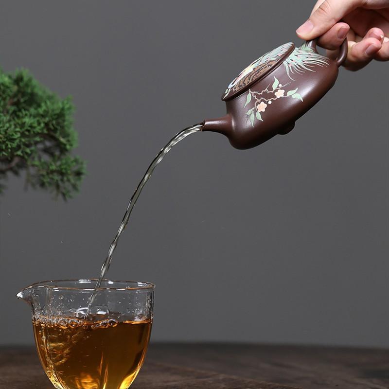 Chinese Tradition Yixing Purple Clay Teapot Handmade Flowers Tea Pot Beauty Tea Infuser Kettle Household Zisha Tea Set 150ml
