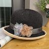 French elegant curled top hat women's summer small edge mother basin hat sunscreen travel visor breathable bucket hat