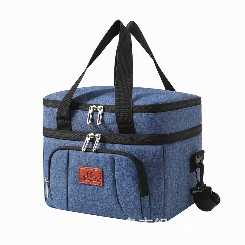 Double-Layer Insulated Picnic Bag - Large, Single Shoulder, Waterproof, Heat-Pressed, Fresh-Keeping, Outdoor Handheld.
