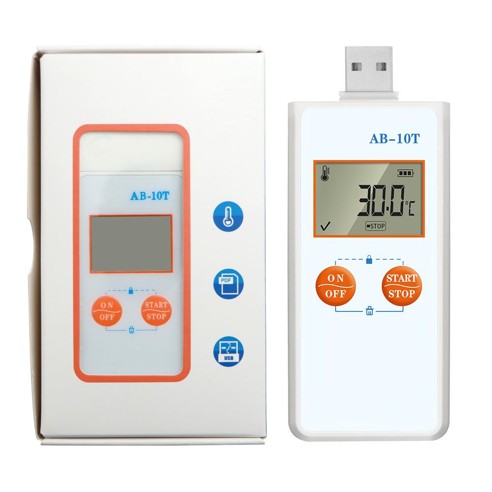 AB-10T USB Temperature Data Logger Mini Temp Recorder LCD Display Datalogger 48000 Points Capacity Thermometer for Food Medicine